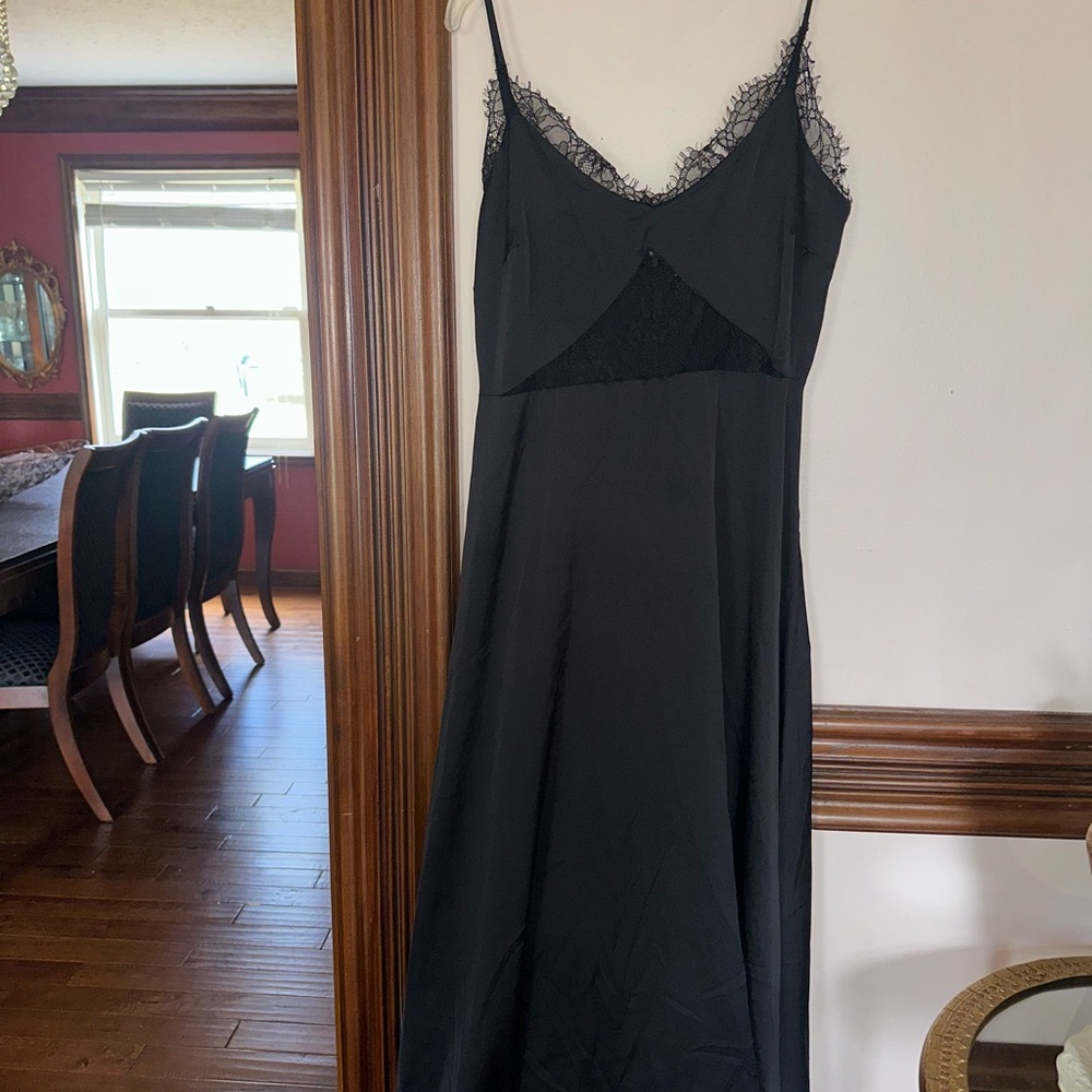 Petal & Pup - Black Lace-Trim Slip Dress